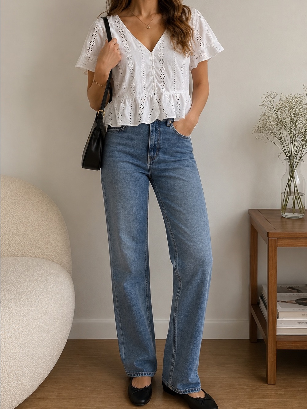 V-Neck Peplum Blouse